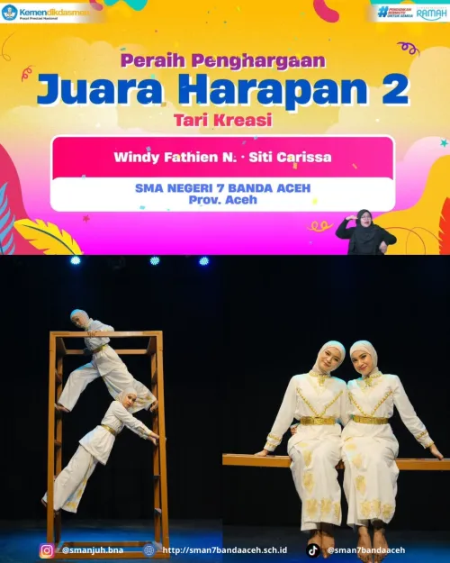 SISWI SMAN 7 BANDA ACEH WAKILI PROVINSI ACEH RAIH JUARA HARAPAN II TARI KREASI PADA FLS3N TINGKAT NASIONAL 2026
